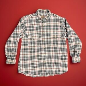 Moose Creek Men's Button Up Flannel Shirt Size L Heavy Warm Workwear Chore Grey
